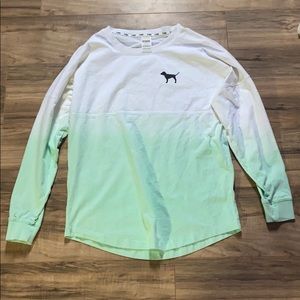 PINK long sleeve white to mint green gradient